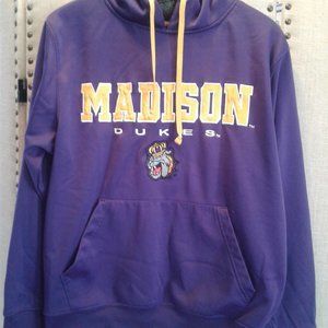 Madison Dukes Bright Purple and Gold Fan Hoodie SZ Medium